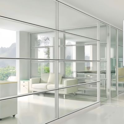 60mm Aluminum Framed Glass Partition Wall with Grid Design for Offices
