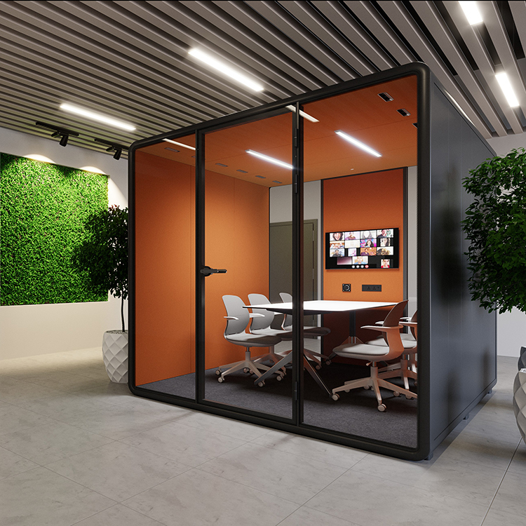 Modular Office Meeting Pod with STC30dB Soundproofing and 100-240V Power Supply for Private Meetings